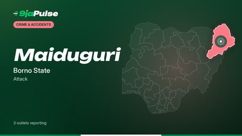 9jaPulse graphic: map of Nigeria highlighting Maiduguri, Borno State