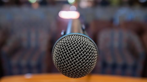 Illustrative photo: microphone, mic, conference