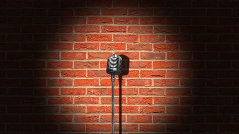Illustrative photo: microphone, vintage, brick wall